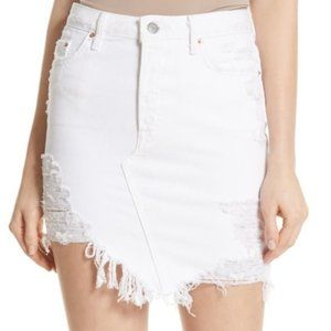 💖GRLFRND Rhoda distressed grunge ripped white denim mini skirt💖